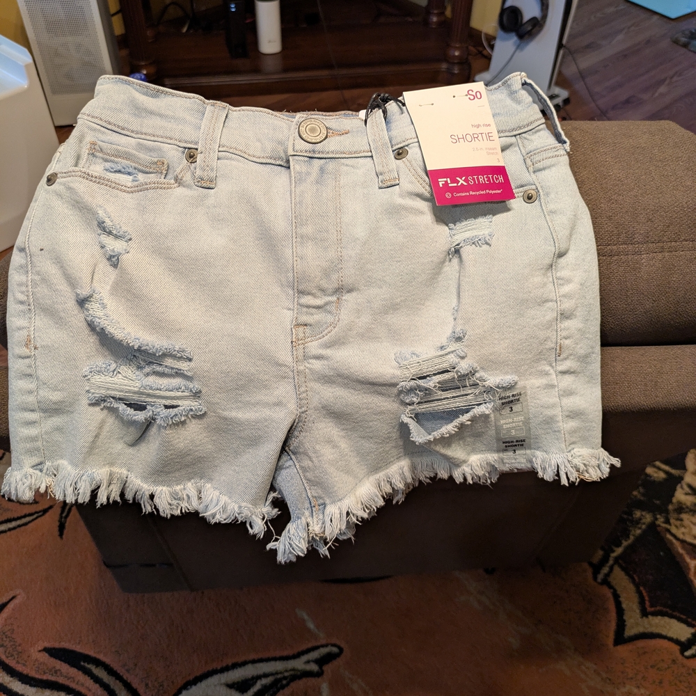SO Blue Jean Shorts Distressed Frayed Hem